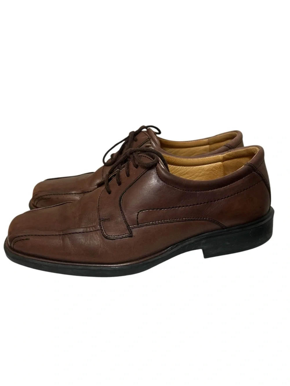 Johnston & Murphy Men's Brown Leather Bike Toe Oxford Dress Shoes Lace Up Derbys